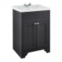 Prestige Purity 2-Door Floor Standing Vanity Unit with Ceramic Basin 500mm Wide - Black Oak