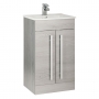 Prestige Purity 2-Door Floor Standing Vanity Unit with Ceramic Basin 500mm Wide - Silver Oak