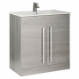 Prestige Purity 2-Door Floor Standing Vanity Unit with Ceramic Basin 800mm Wide - Silver Oak