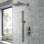 Purity Edge Brushed Pewter Dual Concealed Shower Set with Fixed Head and Handset