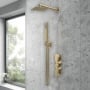 Purity Edge Brushed Brass Triple Concealed Shower Set with Fixed Head and Handset