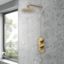 Purity Loop Brushed Brass Dual Concealed Shower Set with Fixed Head