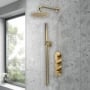 Purity Loop Brushed Brass Triple Concealed Shower Set with Fixed Head and Handset