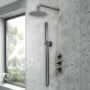 Purity Loop Brushed Pewter Triple Concealed Shower Set with Fixed Head and Handset