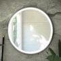 RAK Art Round LED Illuminated Bathroom Mirror with Demister Pad 600mm Diameter - Brushed Nickel