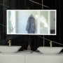 RAK Art Square LED Bathroom Mirror with Demister Pad 600mm H x 1000mm W - Matt Black