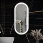 RAK Picture Oval LED Illuminated Bathroom Mirror with Demister Pad 1000mm H x 450mm W - Brushed Nickel