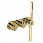 RAK Round Horizontal Thermostatic Concealed Dual Outlet Shower Valve with Handset - Brushed Gold