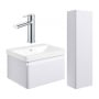 Signature Celeste Bathroom Suite with Wall Hung Vanity Unit and Tall Unit 600mm Wide - Matt White/Chrome