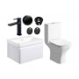 Signature Celeste Bathroom Suite with Wall Hung Vanity Unit 600mm Wide - Matt White/Black