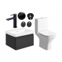 Signature Celeste Bathroom Suite with Wall Hung Vanity Unit 600mm Wide - Matt Black/Black