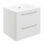 Signature Kalmar Wall Hung 2-Drawer Vanity Unit with Basin 610mm Wide - White Gloss