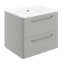 Signature Kalmar Wall Hung 2-Drawer Vanity Unit with Basin 610mm Wide - Grey Gloss