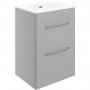 Signature Kalmar Floor Standing 2-Drawer Vanity Unit with Basin 610mm Wide - Grey Gloss