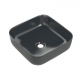 Signature Olmec Square Countertop Basin with Unslotted Waste 390mm Wide 0 Tap Hole - Matt Black