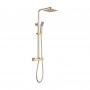 Signature Square Thermostatic Bar Mixer Shower with Shower Kit + Fixed Head - Brushed Brass