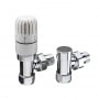 S4H Wellington Angled Thermostatic Radiator Valves Pair, Lockshield, White/Chrome