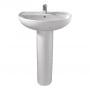 Twyford Alcona Boxed Basin & Pedestal Pack 550mm Wide - 1 Tap Hole