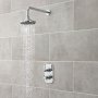 Nuie Edwardian Twin Square Thermostatic Concealed Shower Valve with Fixed Head and Arm - Chrome