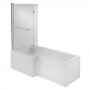 Verona Tungstenite L-Shaped Shower Bath with Panel and Screen 1700mm x 700/850mm Left Handed - Acrylic