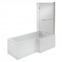 Verona Tungstenite L-Shaped Shower Bath with Panel and Screen 1700mm x 700/850mm Right Handed - Acrylic