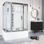 Vidalux Aegean Rectangular Steam Whirlpool Shower Bath Cabin 1350mm x 800mm - Crystal White