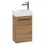 Villeroy & Boch Avento Wall Hung Vanity Unit LH with Basin 360mm Wide - Oak Kansas with Black Handle