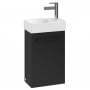 Villeroy & Boch Avento Wall Hung Vanity Unit LH with Basin 360mm Wide - Volcano Black with Black Handle