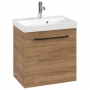 Villeroy & Boch Avento Wall Hung Vanity Unit LH with Basin 550mm Wide - Oak Kansas with Black Handle