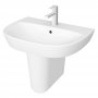 Vitra Zentrum Basin with Semi Pedestal 645mm Wide - 1 Tap Hole