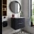 Hudson Reed Fluted Wall Hung 2-Drawer Vanity Unit with Ballato Grey Worktop 600mm Wide - Satin Anthracite