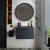 Hudson Reed Fluted Wall Hung 1-Drawer Vanity Unit with Worktop 600mm Wide - Satin Anthracite