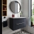 Hudson Reed Fluted Wall Hung 2-Drawer Vanity Unit with Ballato Grey Worktop 800mm Wide - Satin Anthracite