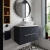 Hudson Reed Fluted Wall Hung 2-Drawer Vanity Unit with Ballato Grey Worktop 800mm Wide - Satin Anthracite