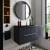 Hudson Reed Fluted Wall Hung 2-Drawer Vanity Unit with Sparkling Black Worktop 800mm Wide - Satin Anthracite