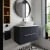 Hudson Reed Fluted Wall Hung 2-Drawer Vanity Unit with Sparkling Black Worktop 800mm Wide - Satin Anthracite