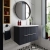 Hudson Reed Fluted Wall Hung 2-Drawer Vanity Unit with Sparkling White Worktop 800mm Wide - Satin Anthracite