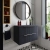 Hudson Reed Fluted Wall Hung 2-Drawer Vanity Unit with Worktop 800mm Wide - Satin Anthracite