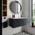 Hudson Reed Fluted Wall Hung 1-Drawer Vanity Unit with Ballato Grey Worktop 800mm Wide - Satin Anthracite