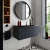 Hudson Reed Fluted Wall Hung 1-Drawer Vanity Unit with Sparkling Black Worktop 800mm Wide - Satin Anthracite