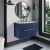 Hudson Reed Fluted Wall Hung 2-Drawer Vanity Unit with Bellato Grey Worktop 800mm Wide - Satin Blue