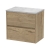 Havana Wall Hung 2-Drawer Vanity Unit with Bellato Grey Worktop 600mm Wide - Autumn Oak