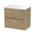 Havana Wall Hung 2-Drawer Vanity Unit with Sparkling White Worktop 600mm Wide - Autumn Oak