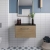 Hudson Reed Juno Wall Hung 1-Drawer Vanity Unit with Sparkling Black Worktop 600mm Wide - Autumn Oak