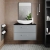 Hudson Reed Juno Wall Hung 2-Drawer Vanity Unit with Sparkling Black Worktop 800mm Wide - Coastal Grey