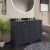 Hudson Reed Old London Floor Standing Vanity Unit with 3TH Black Marble Top Basin 1200mm Wide - Twilight Blue