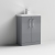 Nuie Arno Compact Floor Standing 2-Door Vanity Unit with Ceramic Basin 600mm Wide - Satin Grey