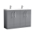 Nuie Arno Floor Standing 4-Door Vanity Unit with Double Ceramic Basin 1200mm Wide - Satin Grey