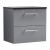 Nuie Arno Wall Hung 2-Drawer Vanity Unit with Bellato Grey Worktop 600mm Wide - Satin Grey