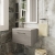 Nuie Arno Wall Hung 1-Drawer Vanity Unit with Bellato Grey Worktop 600mm Wide - Solace Oak Woodgrain